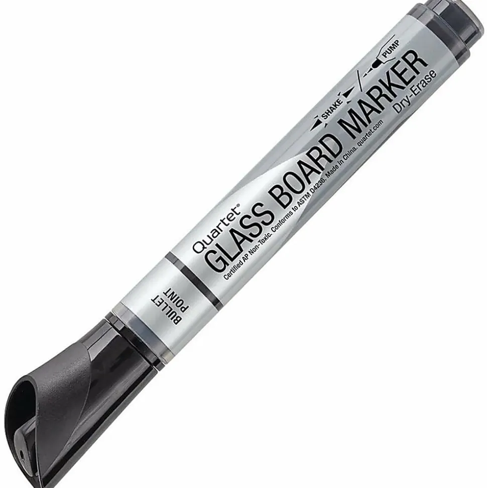 Quartet® Premium Glass Board Dry-Erase Markers, Bullet Tip, Black, Pack Of 12