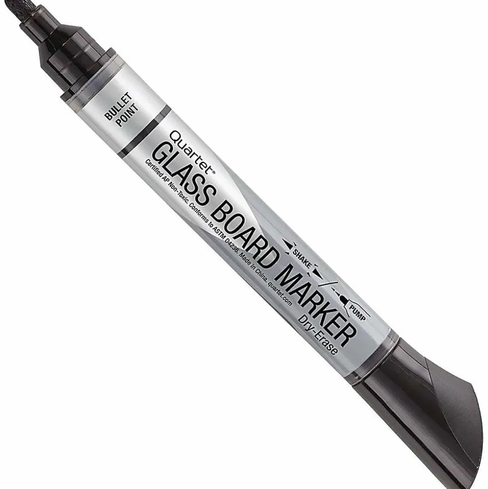 Quartet® Premium Glass Board Dry-Erase Markers, Bullet Tip, Black, Pack Of 12