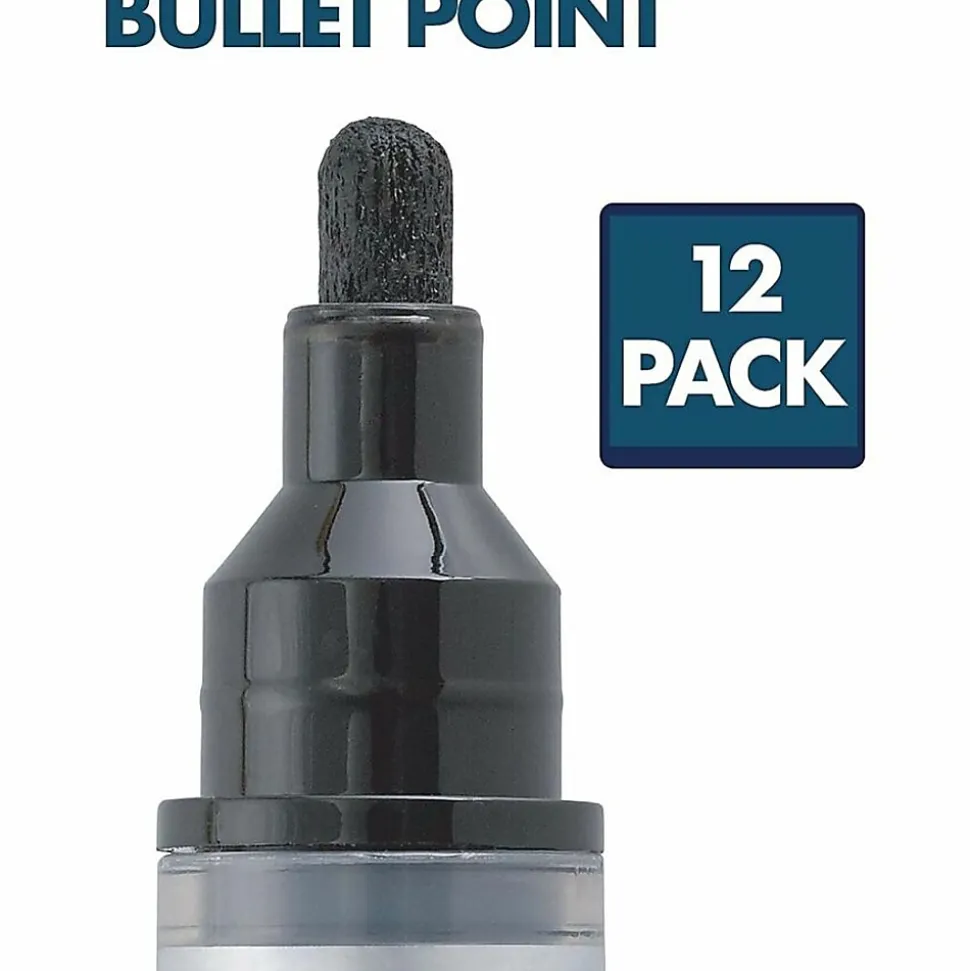 Quartet® Premium Glass Board Dry-Erase Markers, Bullet Tip, Black, Pack Of 12