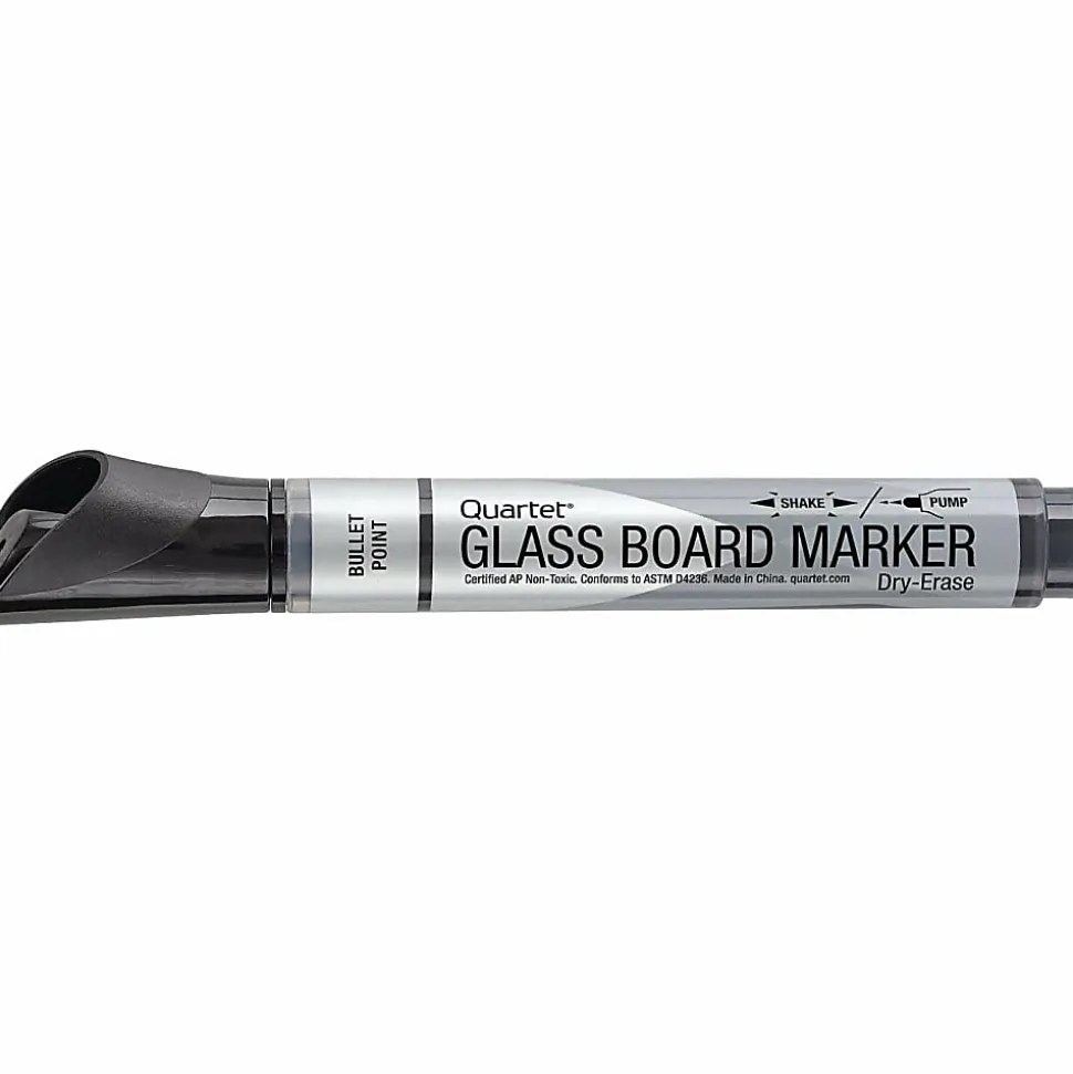 Quartet® Premium Glass Board Dry-Erase Markers, Bullet Tip, Black, Pack Of 12