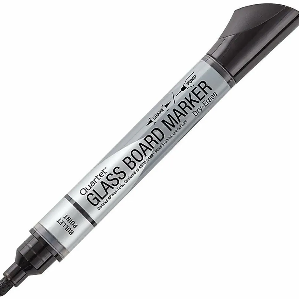 Quartet® Premium Glass Board Dry-Erase Markers, Bullet Tip, Black, Pack Of 12