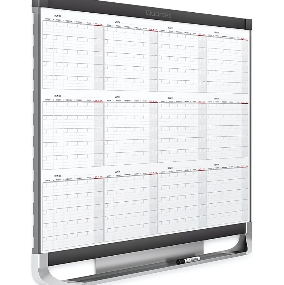Quartet® Prestige® 2 Magnetic Dry-Erase 12 Month Calendar Board, 36" x 24", Total Erase® Surface