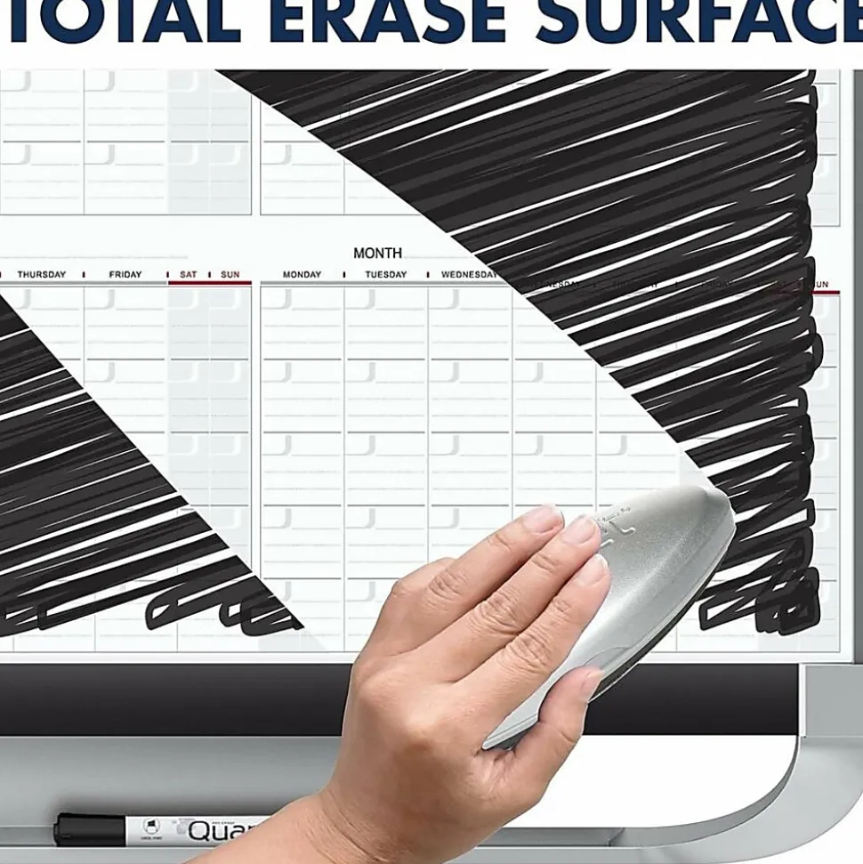 Quartet® Prestige® 2 Magnetic Dry-Erase 12 Month Calendar Board, 36" x 24", Total Erase® Surface