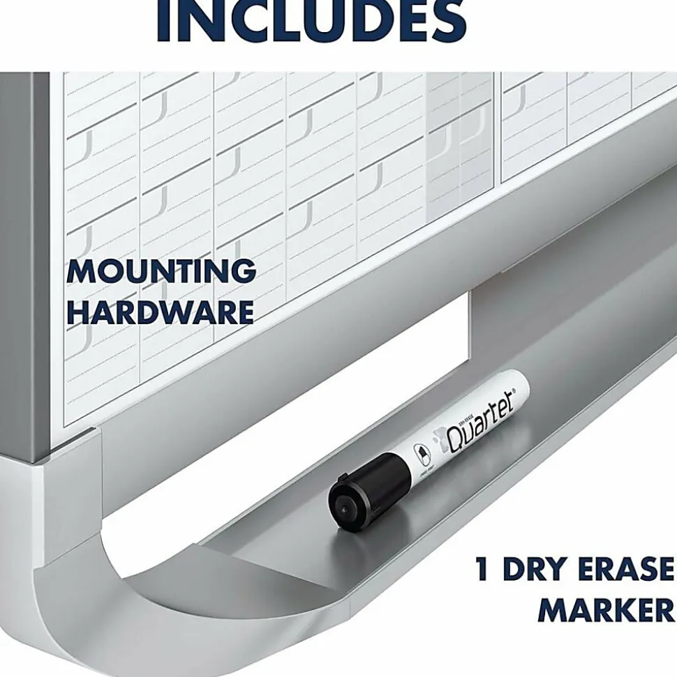 Quartet® Prestige® 2 Magnetic Dry-Erase 12 Month Calendar Board, 36" x 24", Total Erase® Surface