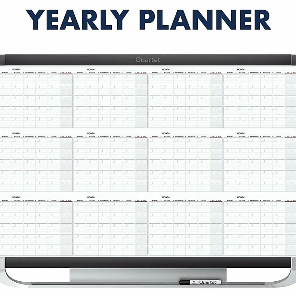 Quartet® Prestige® 2 Magnetic Dry-Erase 12 Month Calendar Board, 36" x 24", Total Erase® Surface