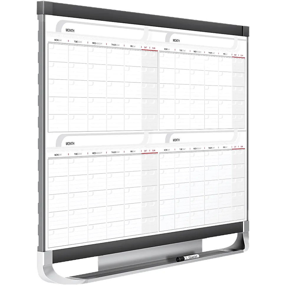 Quartet® Prestige® 2 Magnetic Four Month Calendar Board, 4' x 3', Total Erase® Surface - Monthly - 4 Month - 4MCP43P2