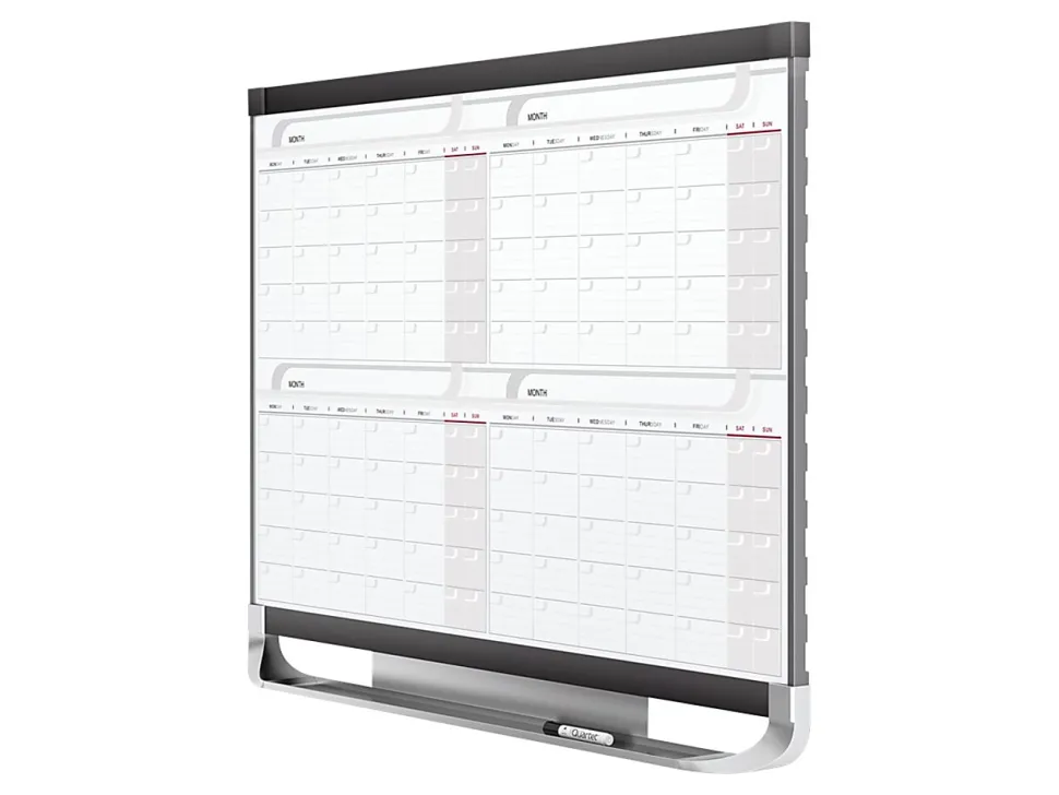 Quartet® Prestige® 2 Magnetic Four Month Calendar Board, 4' x 3', Total Erase® Surface - Monthly - 4 Month - 4MCP43P2