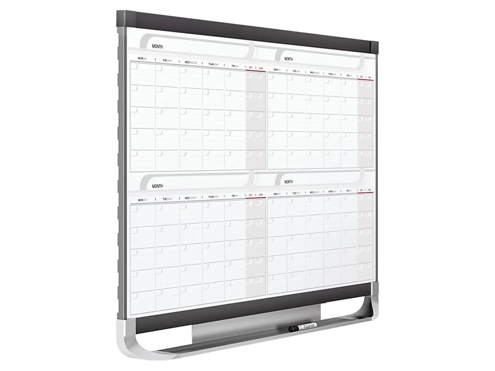Quartet® Prestige® 2 Magnetic Four Month Calendar Board, 4' x 3', Total Erase® Surface - Monthly - 4 Month - 4MCP43P2