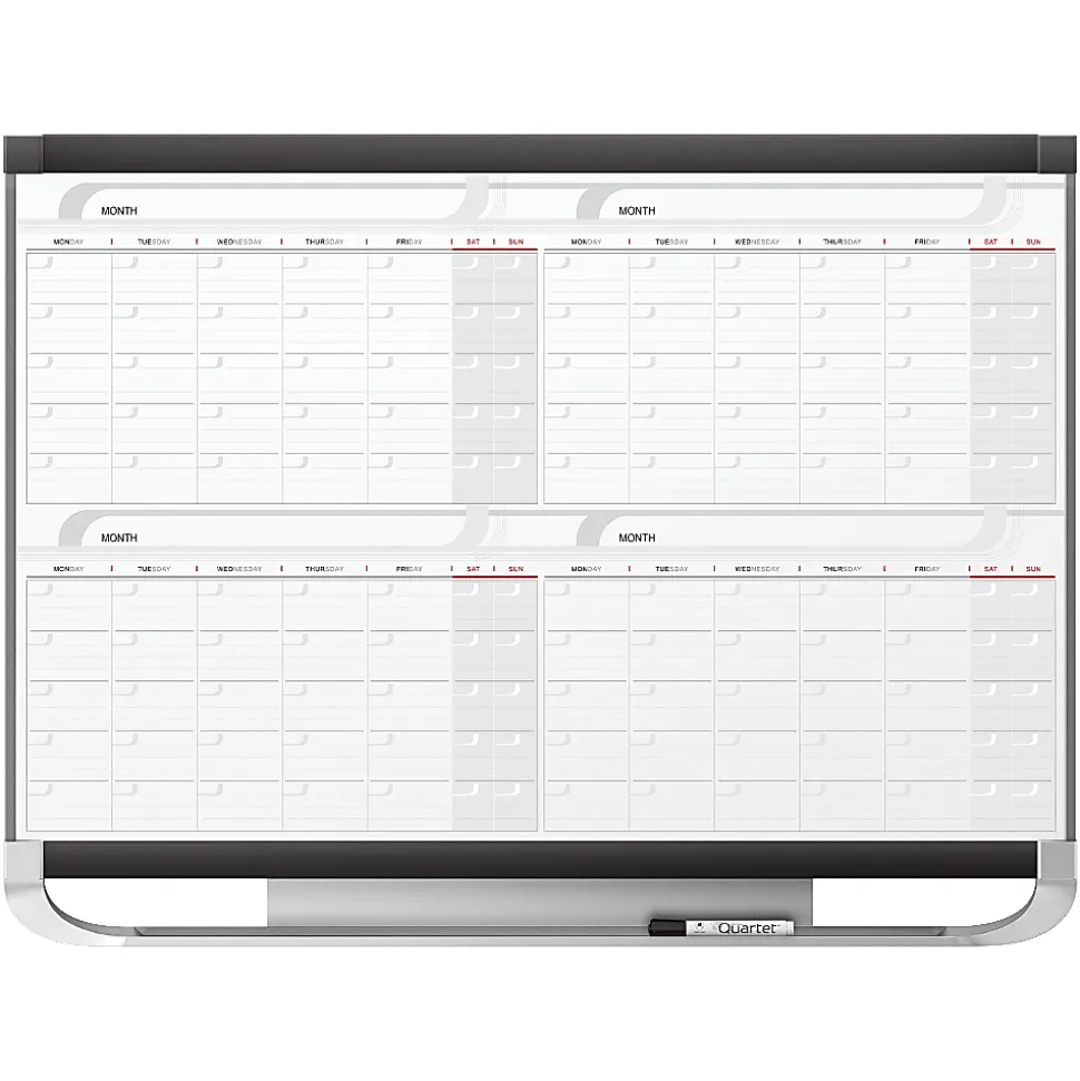 Quartet® Prestige® 2 Magnetic Four Month Calendar Board, 4' x 3', Total Erase® Surface - Monthly - 4 Month - 4MCP43P2
