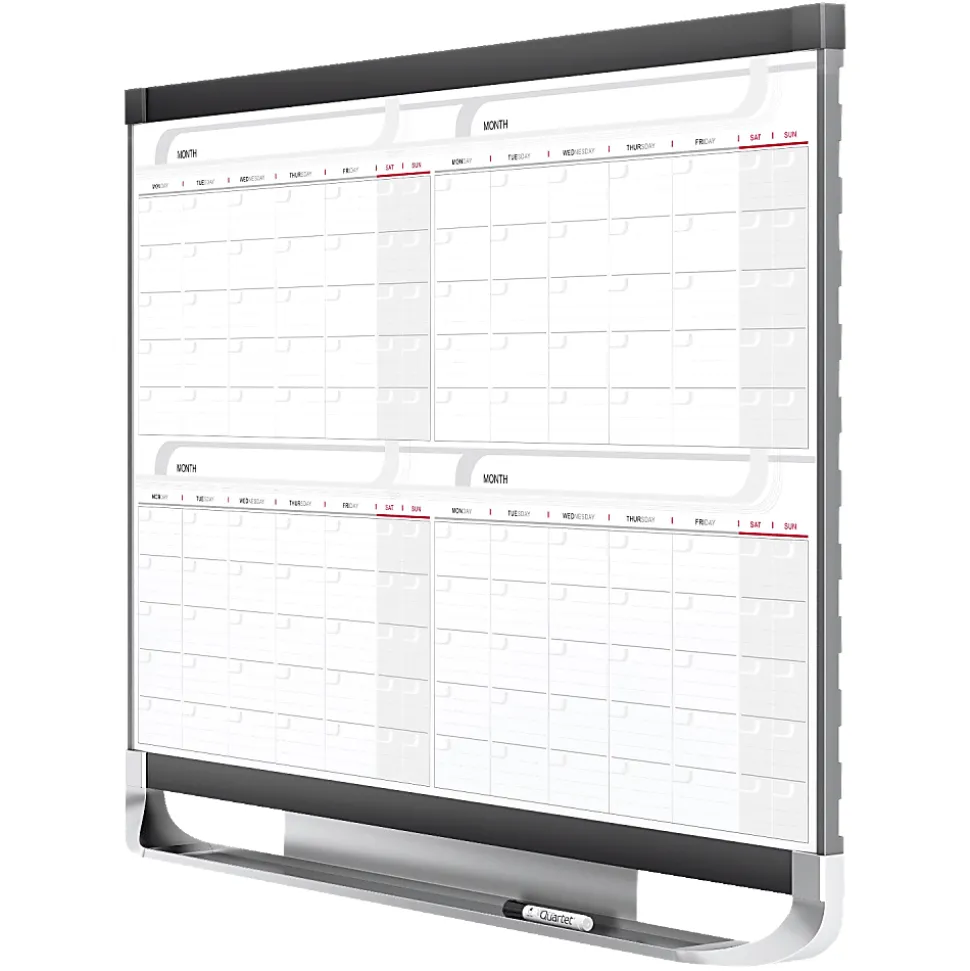 Quartet® Prestige® 2 Magnetic Four Month Calendar Board, 4' x 3', Total Erase® Surface - Monthly - 4 Month - 4MCP43P2