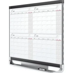 Quartet® Prestige™ 2 Magnetic 4 Month Calendar Dry-Erase Whiteboard, 36" x 24", Aluminum Frame With Graphite Finish