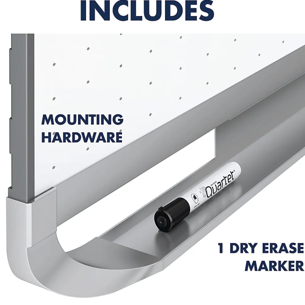Quartet® Prestige™ 2 Magnetic Total Erase® Dry-Erase Whiteboard, 48" x 72", Aluminum Frame With Silver Finish