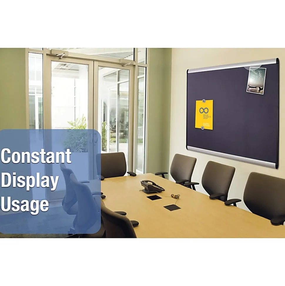 Quartet® Prestige Plus™ Magnetic Fabric Bulletin Board, 36" x 24", Aluminum Frame With Silver Finish