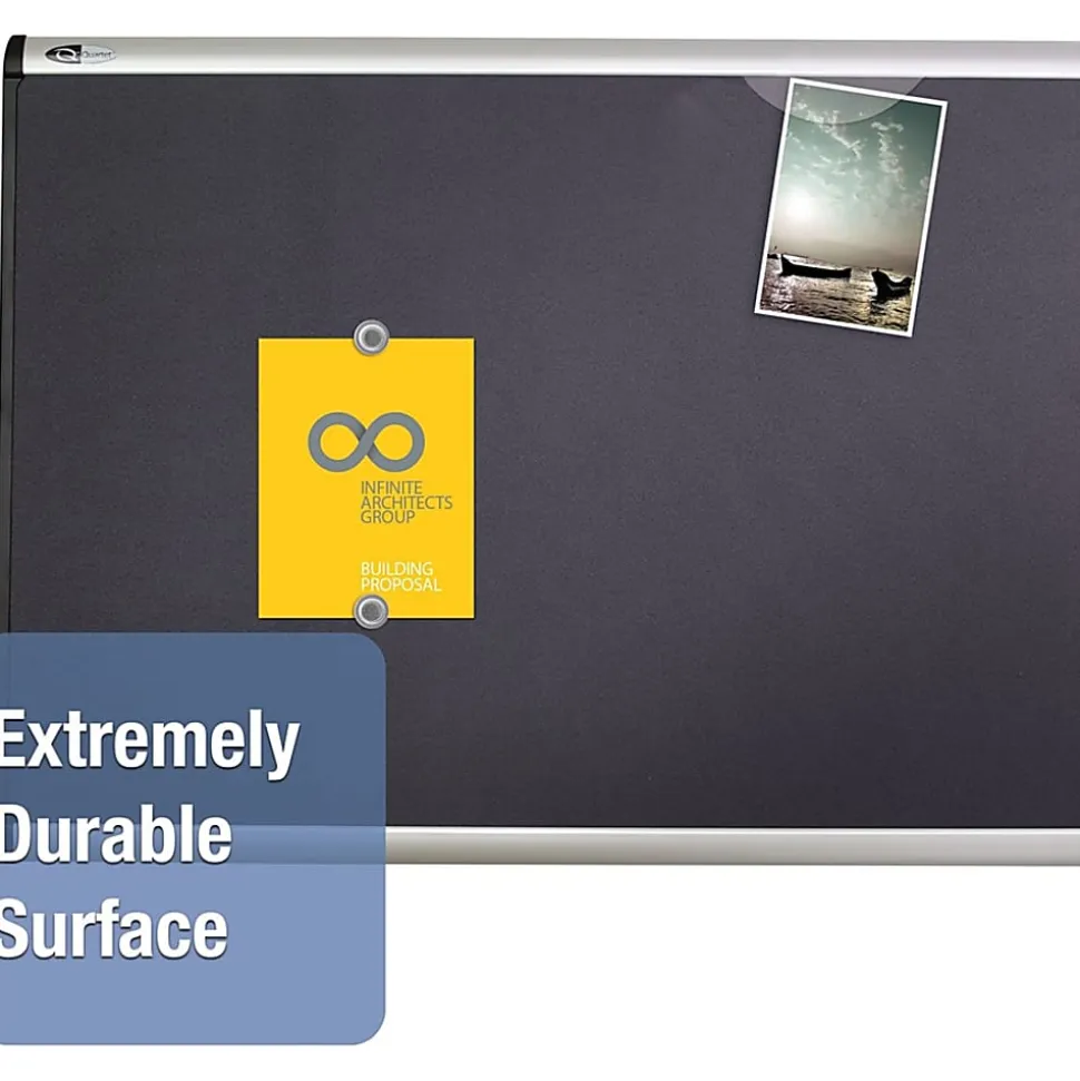 Quartet® Prestige Plus™ Magnetic Fabric Bulletin Board, 36" x 24", Aluminum Frame With Silver Finish