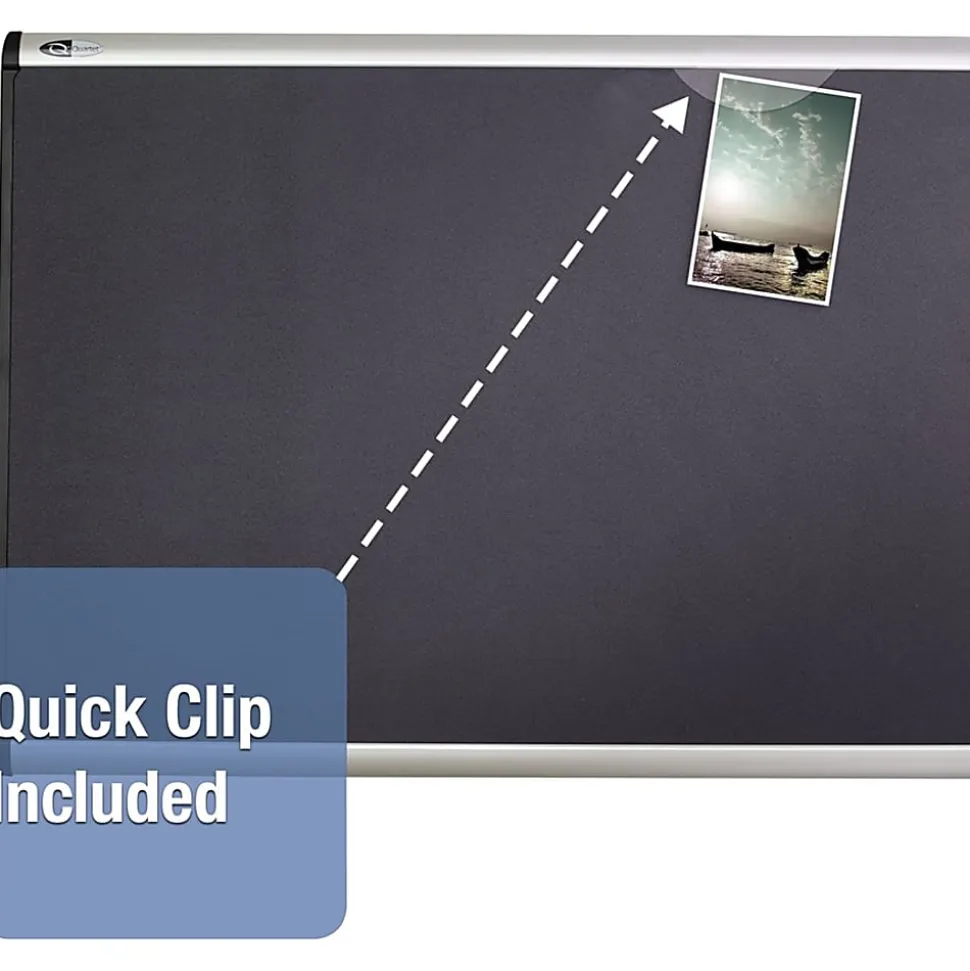 Quartet® Prestige Plus™ Magnetic Fabric Bulletin Board, 36" x 24", Aluminum Frame With Silver Finish
