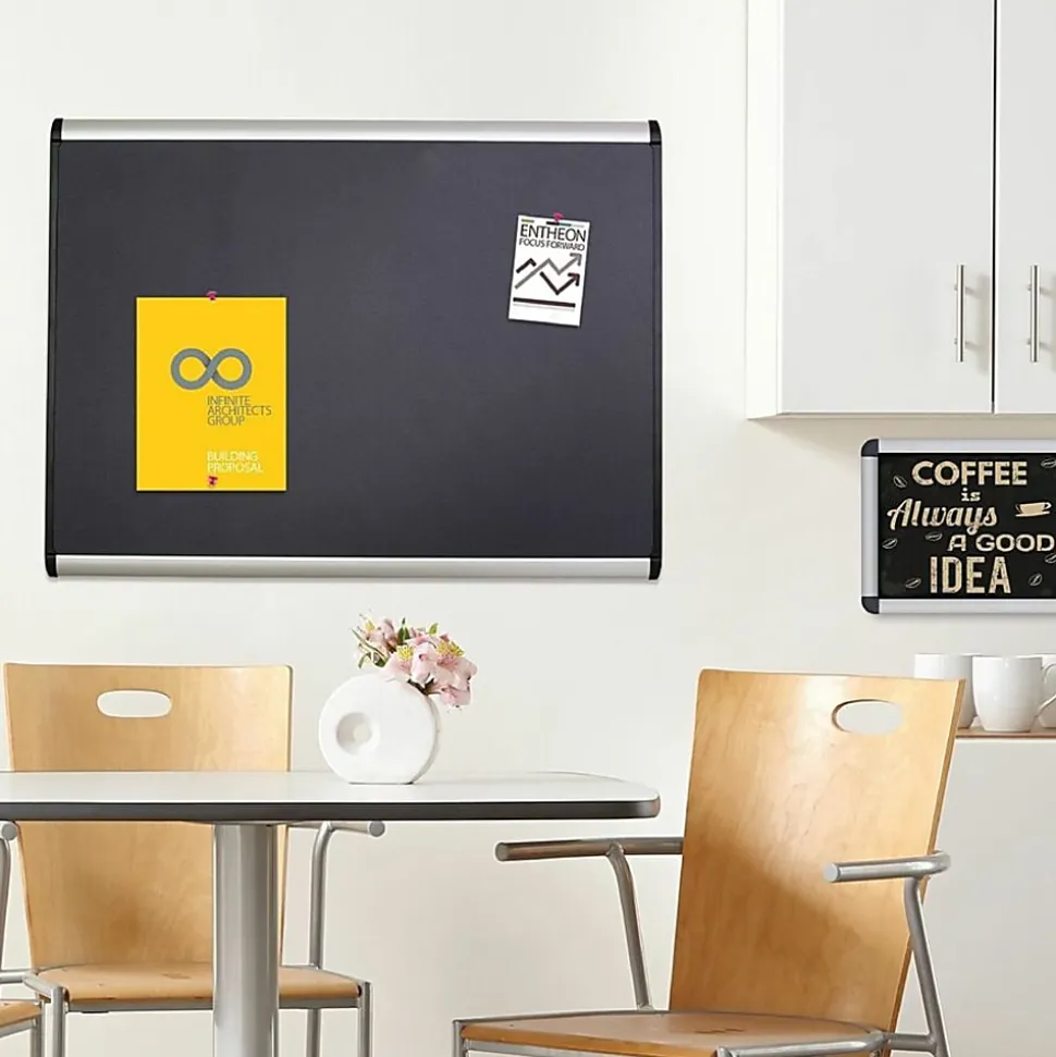 Quartet® Prestige Plus™ Magnetic Fabric Bulletin Board, 72" x 48", Aluminum Frame With Silver Finish