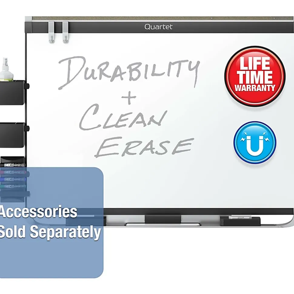 Quartet® Prestige Plus™ Magnetic Fabric Bulletin Board, 72" x 48", Aluminum Frame With Silver Finish