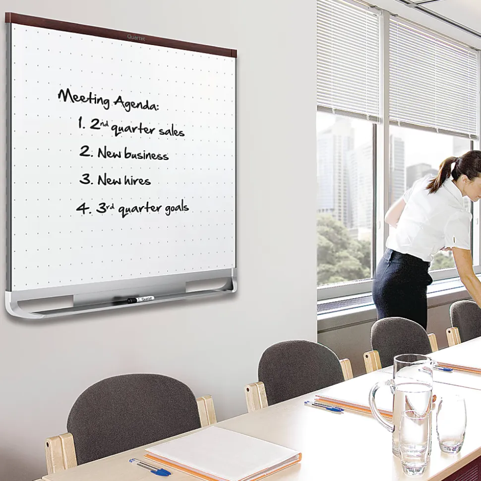 Quartet® Prestige™ 2 Total Erase® Melamine Dry-Erase Whiteboard, 72" x 48", Wood Frame With Mahogany Finish