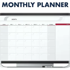Quartet® Prestige™ 2 Total Erase® Magnetic Project Planner/Monthly Calendar Dry-Erase Whiteboard, 36" x 24", Aluminum Frame With Graphite Finish