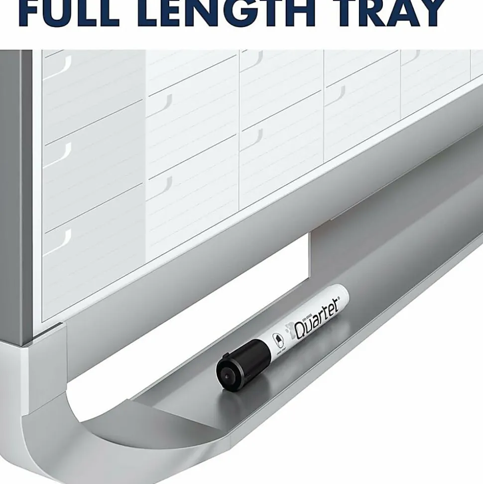 Quartet® Prestige™ 2 Total Erase® Magnetic Project Planner/Monthly Calendar Dry-Erase Whiteboard, 36" x 24", Aluminum Frame With Graphite Finish
