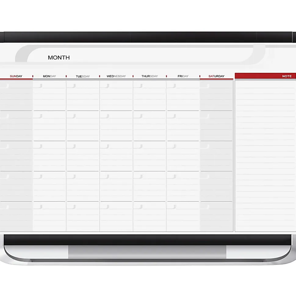 Quartet® Prestige™ 2 Total Erase® Magnetic Project Planner/Monthly Calendar Dry-Erase Whiteboard, 36" x 24", Aluminum Frame With Graphite Finish