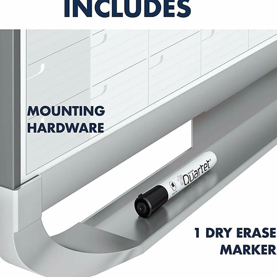 Quartet® Prestige™ 2 Total Erase® Magnetic Project Planner/Monthly Calendar Dry-Erase Whiteboard, 36" x 24", Aluminum Frame With Graphite Finish