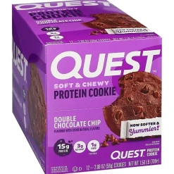 Quest Double Chocolate Chip Protein Cookies, 2.08 Oz, Total Qty 12