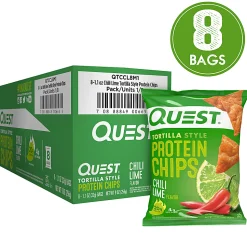 Quest Protein Chips, Chili Lime, 1.1 Oz, Pack Of 8 Bags