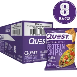 Quest Protein Chips, Loaded Taco, 1.1 Oz, Pack Of 8 Bags