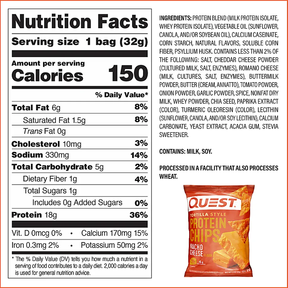 Quest Tortilla Style Protein Chip Variety Pack, 1.1 Oz, Total Qty 14