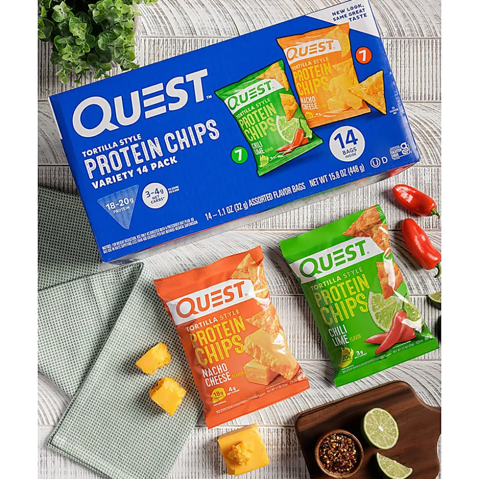 Quest Tortilla Style Protein Chip Variety Pack, 1.1 Oz, Total Qty 14
