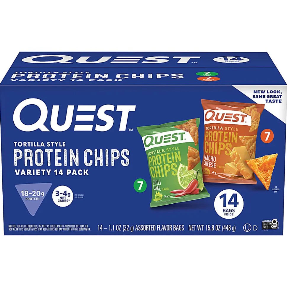 Quest Tortilla Style Protein Chip Variety Pack, 1.1 Oz, Total Qty 14