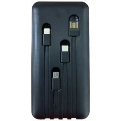 Quick Communication Corp. Fast Charge Power Bank With Lux LED Flashlight, Black, 78460