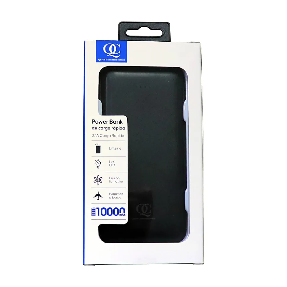 Quick Communication Corp. Fast Charge Power Bank With Lux LED Flashlight, Black, 78460