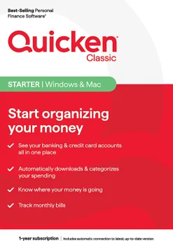 Quicken® Classic Starter, 1-Year Subscription, Windows®/Mac, Product Key