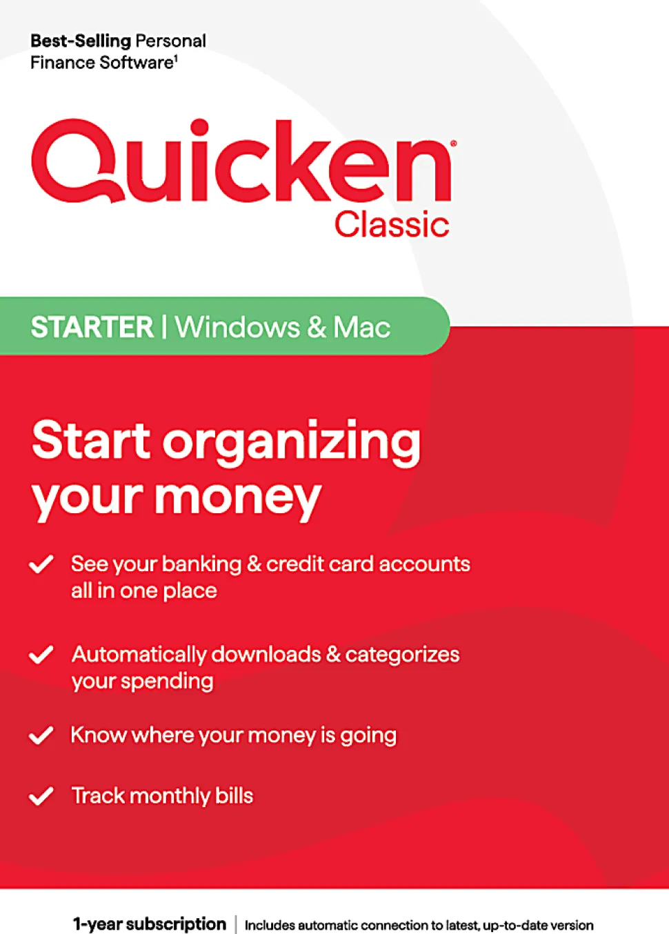 Quicken® Classic Starter, 1-Year Subscription, Windows®/Mac, Product Key