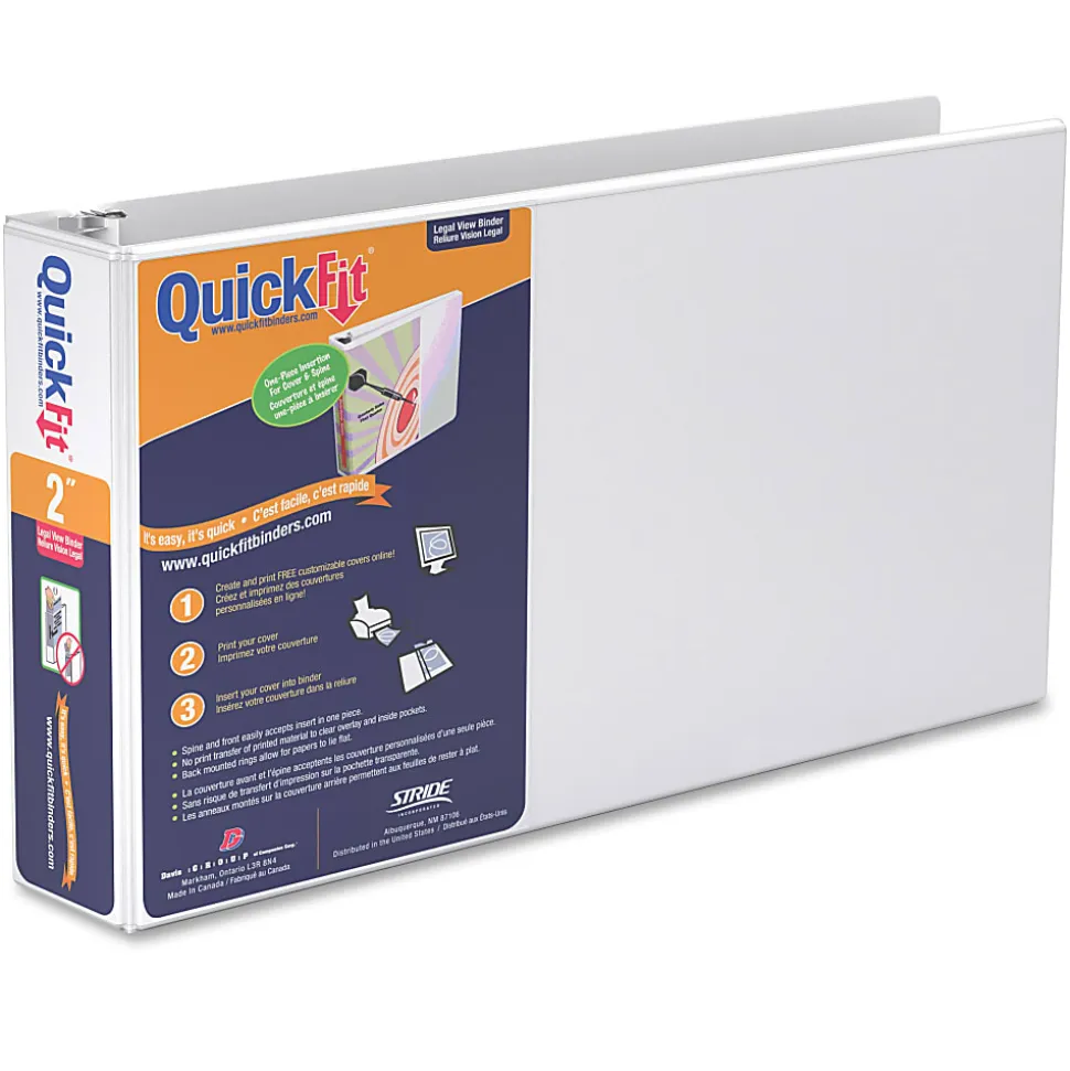 QuickFit® Landscape 3-Ring Binder, 1" Round Rings, White