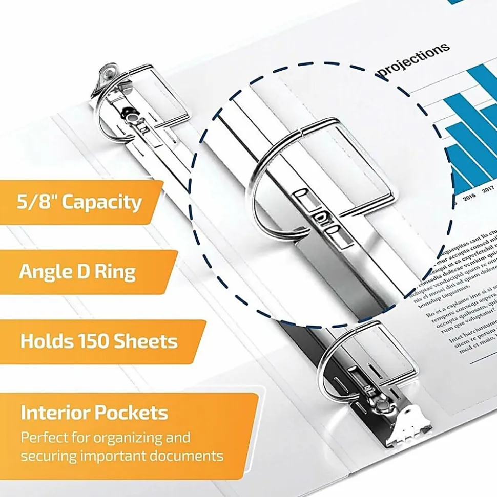 QuickFit® 3-Ring Binder, 5/8" Angle D-Rings, 50% Recycled, White