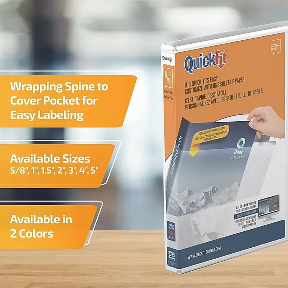 QuickFit® 3-Ring Binder, 5/8" Angle D-Rings, 50% Recycled, White