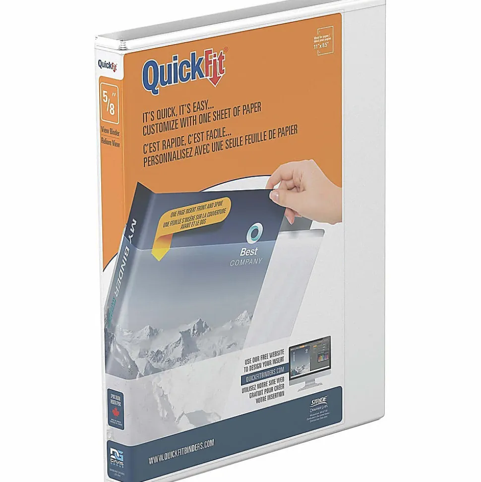 QuickFit® 3-Ring Binder, 5/8" Angle D-Rings, 50% Recycled, White