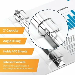 QuickFit® 3-Ring Binder, Spreadsheet, 2" Locking Angle D-Rings, White