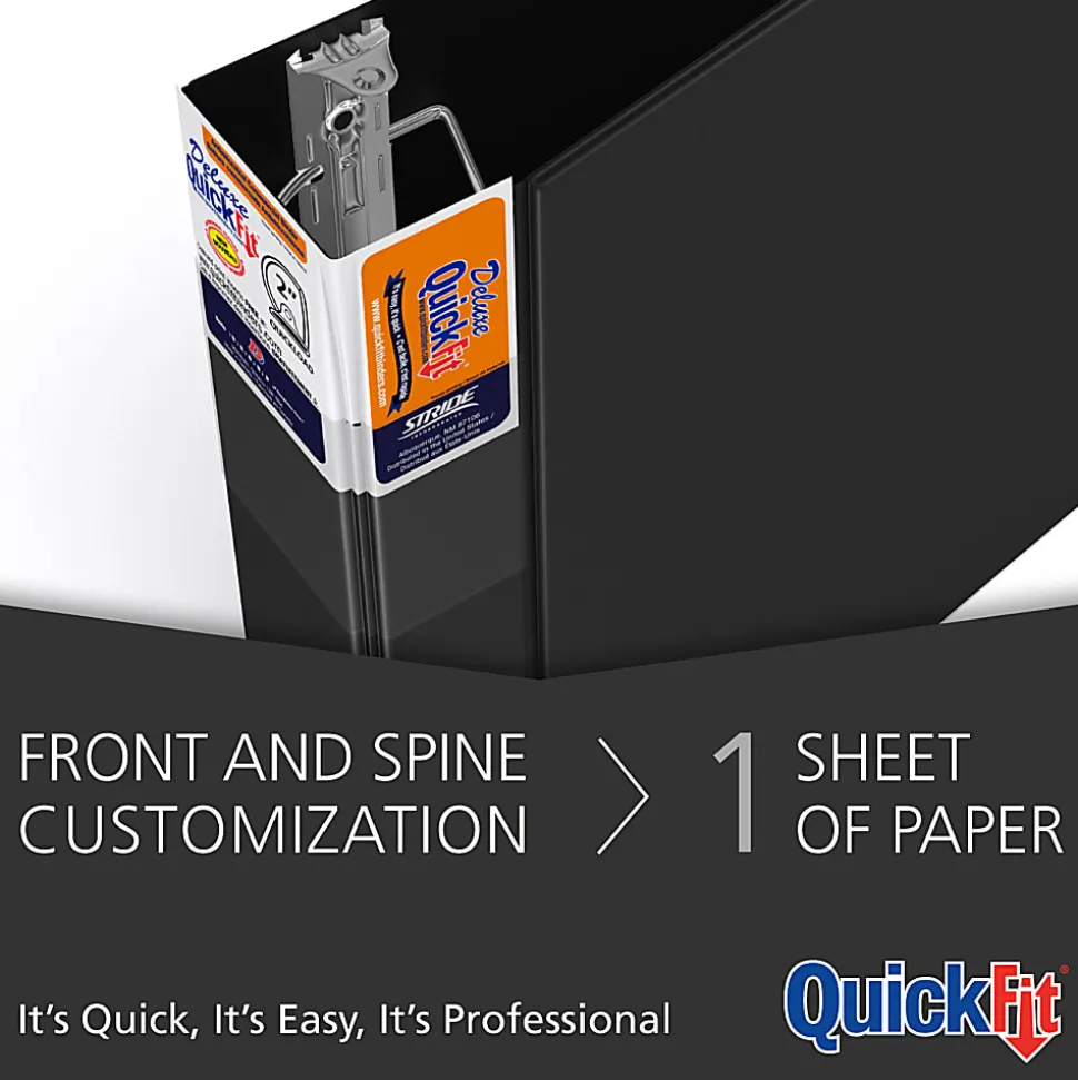QuickFit® Space-Saving Commercial 3-Ring Binder, 5" D-Rings, 50% Recycled, Black