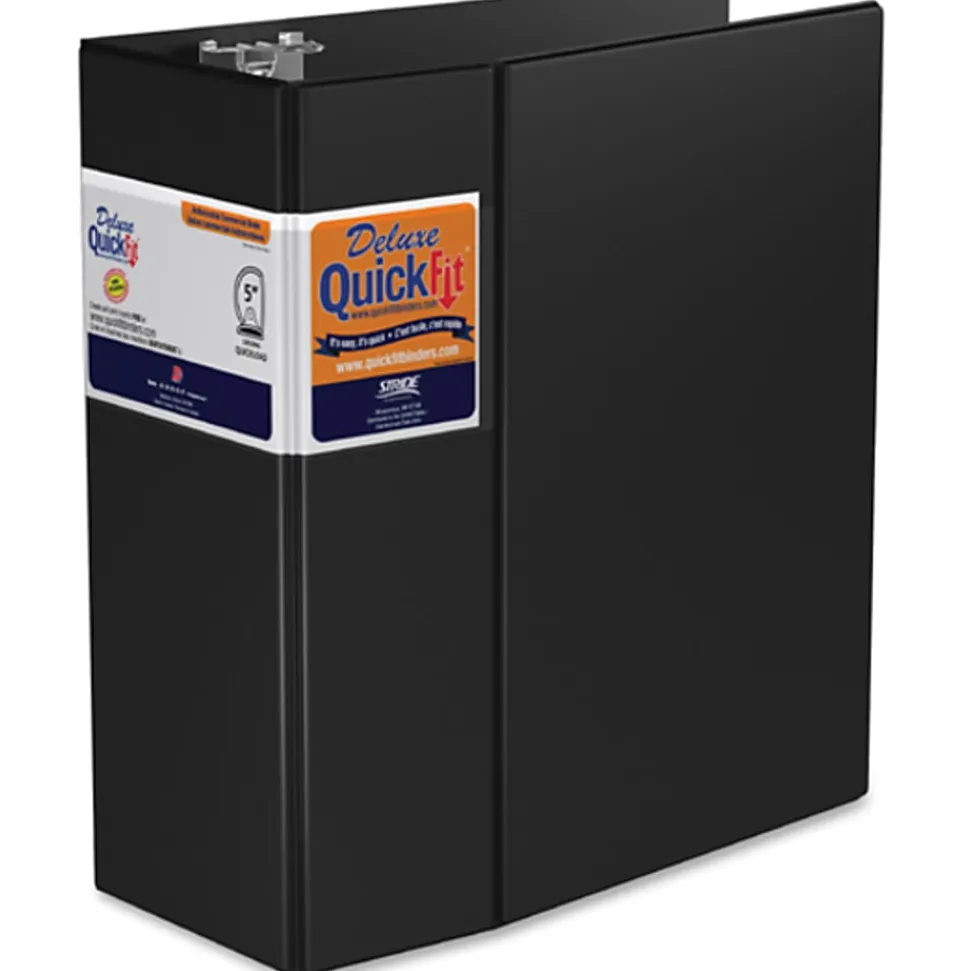 QuickFit® Space-Saving Commercial 3-Ring Binder, 5" D-Rings, 50% Recycled, Black