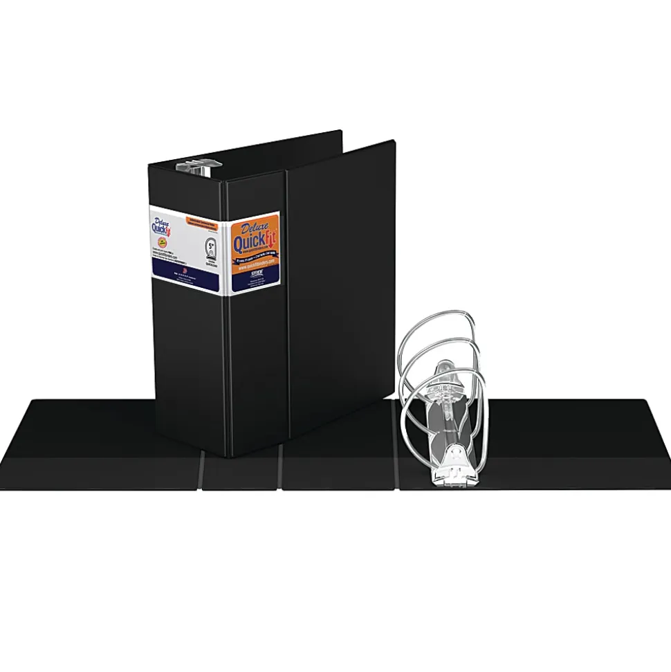 QuickFit® Space-Saving Commercial 3-Ring Binder, 5" D-Rings, 50% Recycled, Black