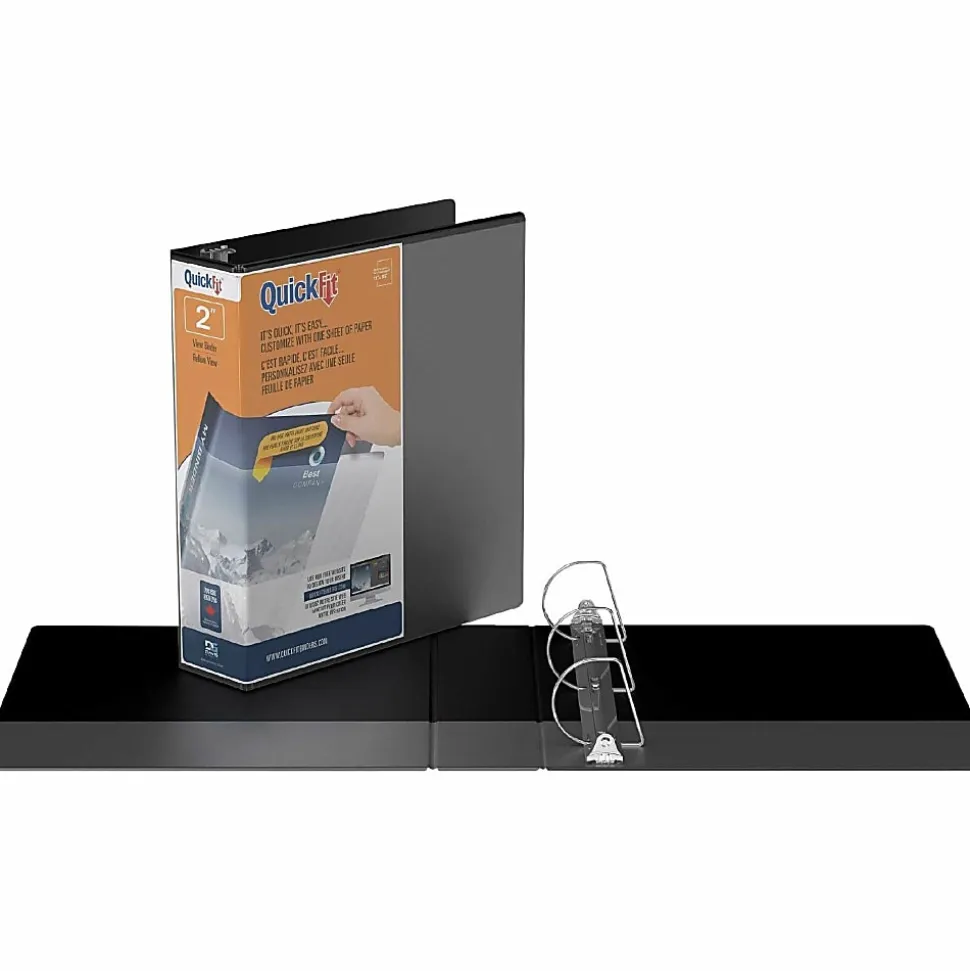 QuickFit® View 3-Ring Binder, 2" Angle D-Rings, Black