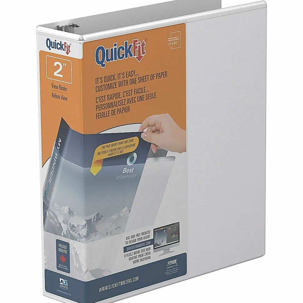 QuickFit® View 3-Ring Binder, 2" Angle D-Rings, White