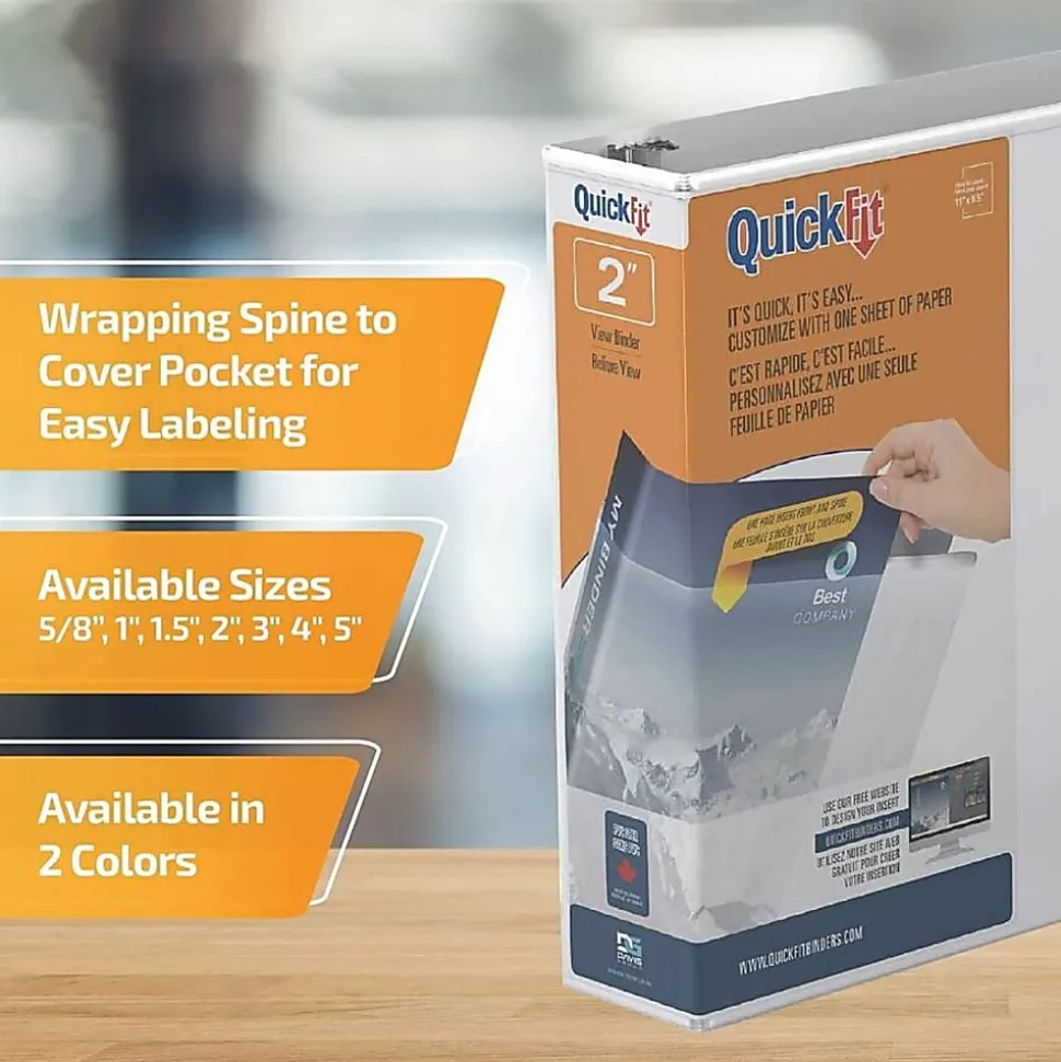 QuickFit® View 3-Ring Binder, 2" Angle D-Rings, White