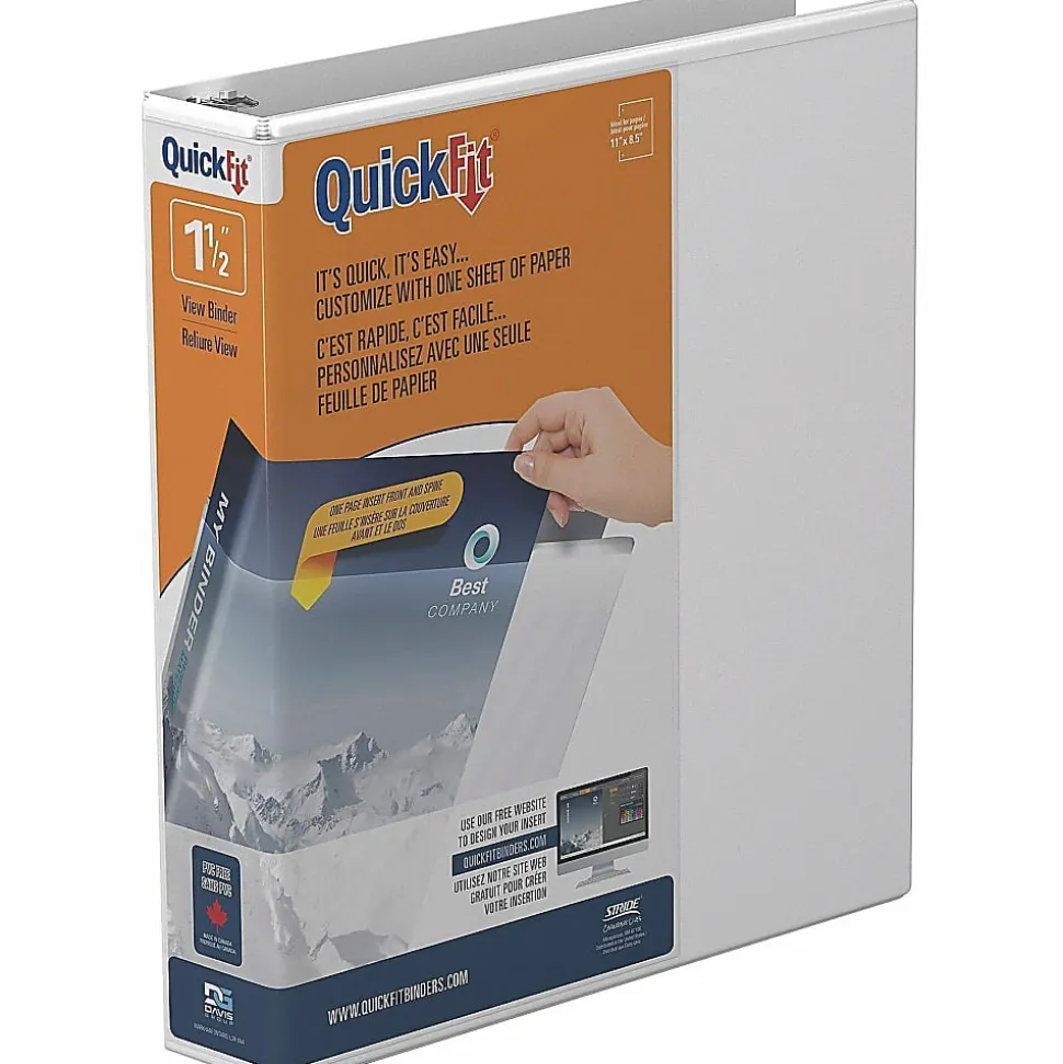 QuickFit® View 3-Ring Binder, 1 1/2" Angle D-Rings, White