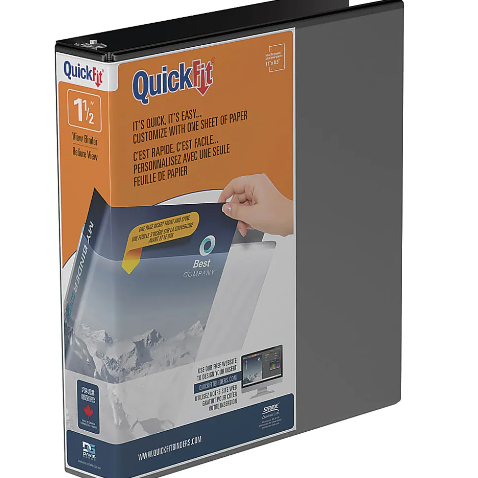 QuickFit® View 3-Ring Binder, 1 1/2" Angle D-Rings, Black
