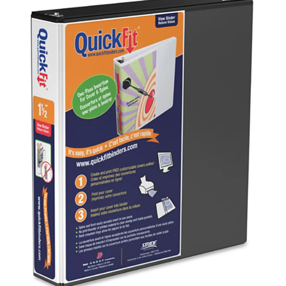 QuickFit® View 3-Ring Binder, 1 1/2" Angle D-Rings, Black